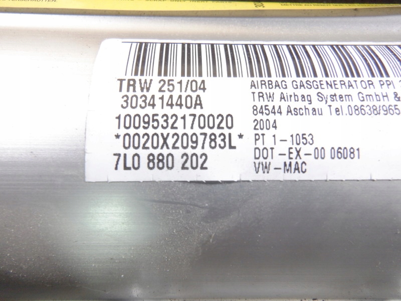 фото №10, Подушка безопасности пассажира vw touareg 7l cayenne 7l0880202