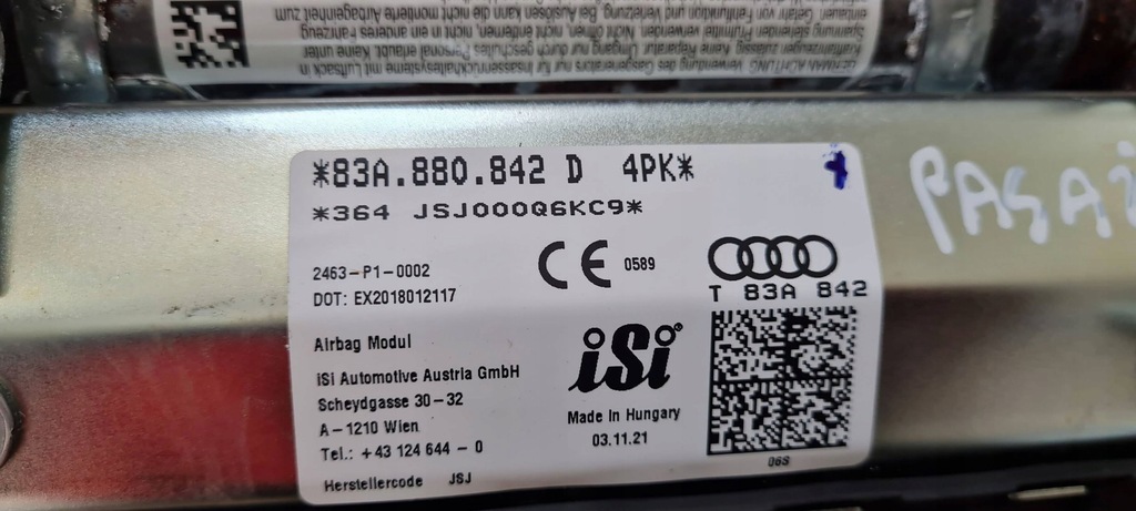 фото №11, Q3 83a подушка колінна подушка безпеки пасажира права 83a880842d