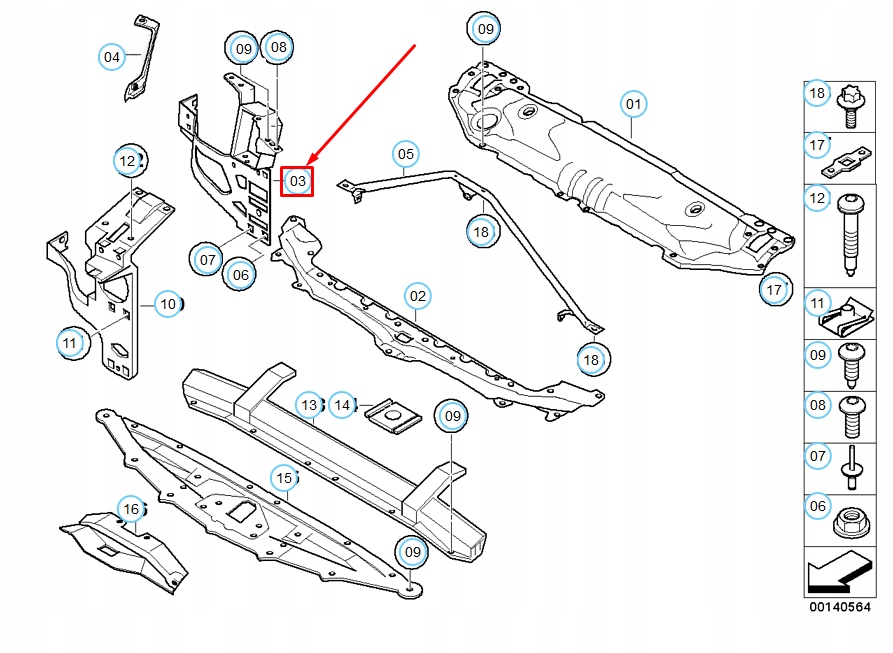 Bmw 5 e60 передний панель правый  кронштейн радиатора 51647163484 оригинальный Недорого