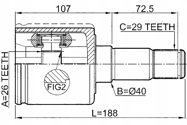 фото №3, Шарнир полуось внутренний левый dodge journey new 2012- febest