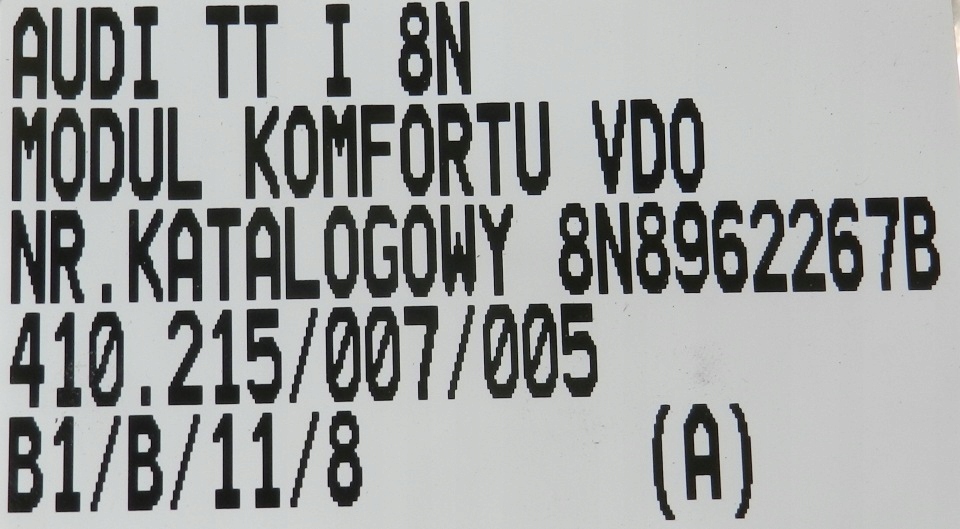 фото №5, Модуль комфорта audi tt i 8n 8n8962267b