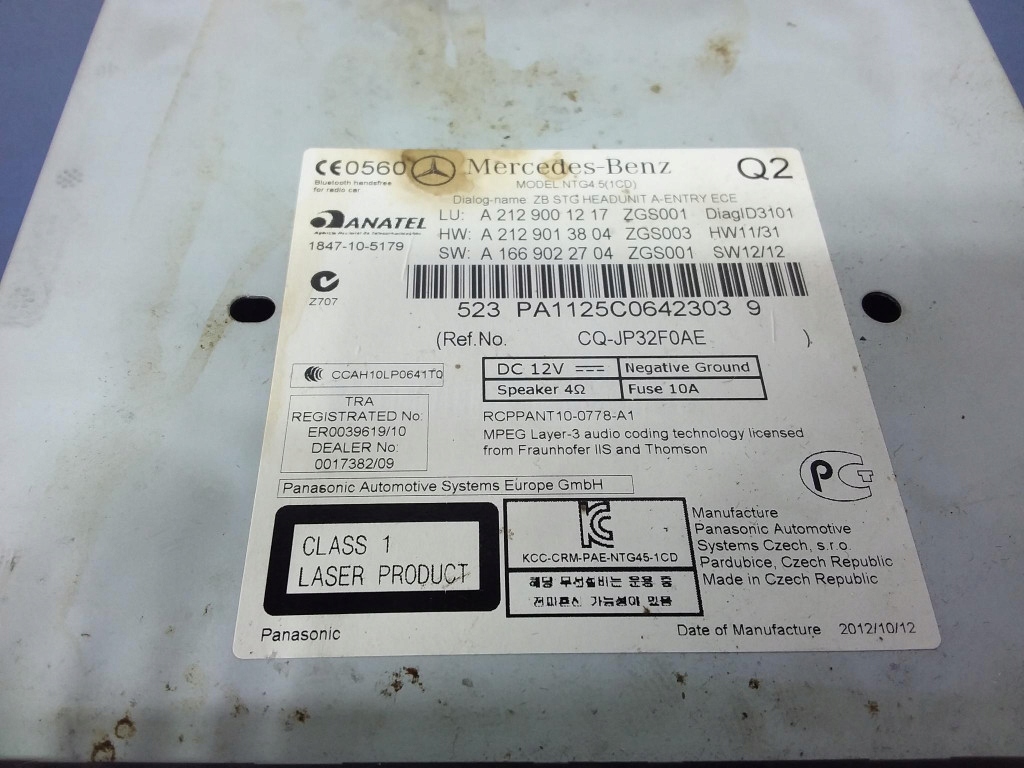 фото №3, Mercedes e w212 радио cd заводской a2129001217