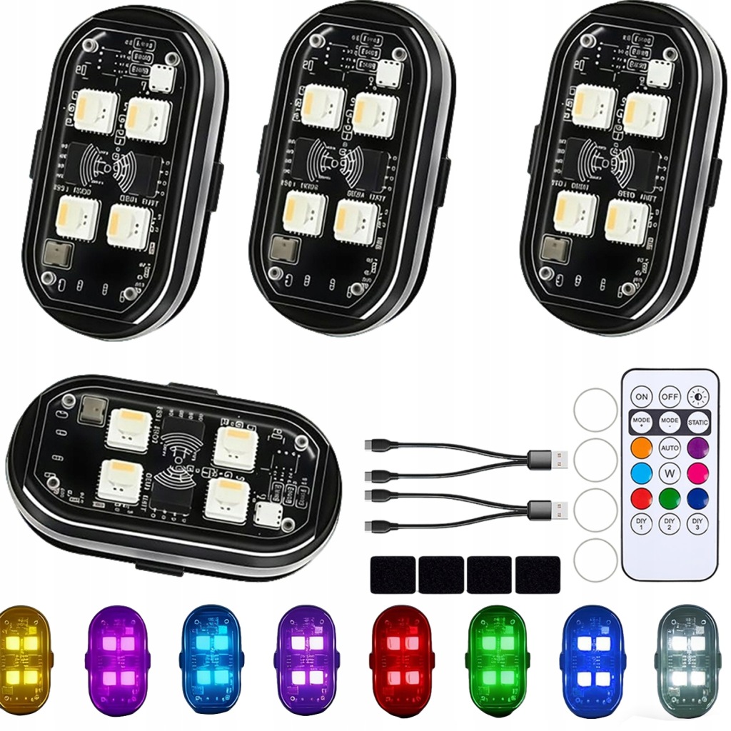 Купити 4 szt ламп 8 кольорів універсальних do drona roweru motocykla usb