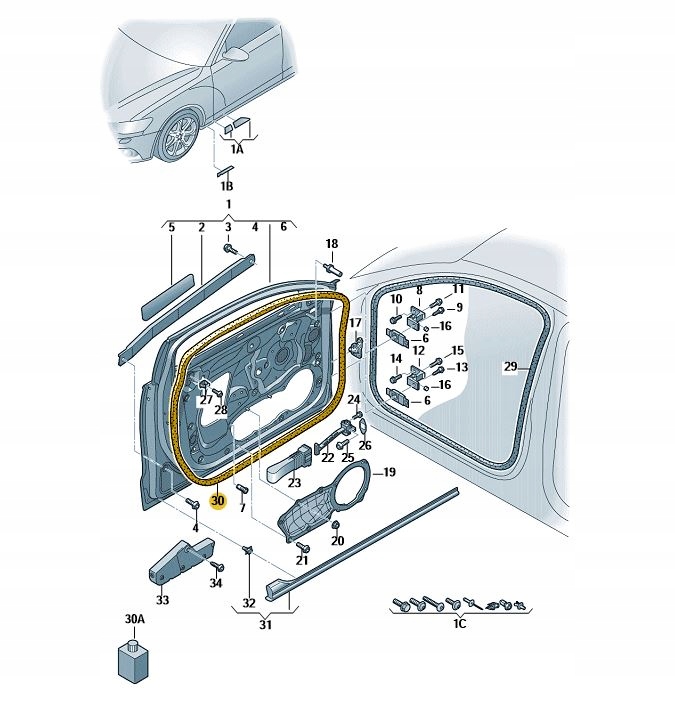 фото №4, Прокладка дверь наружная перед передняя audi a6 c7 aso оригинал