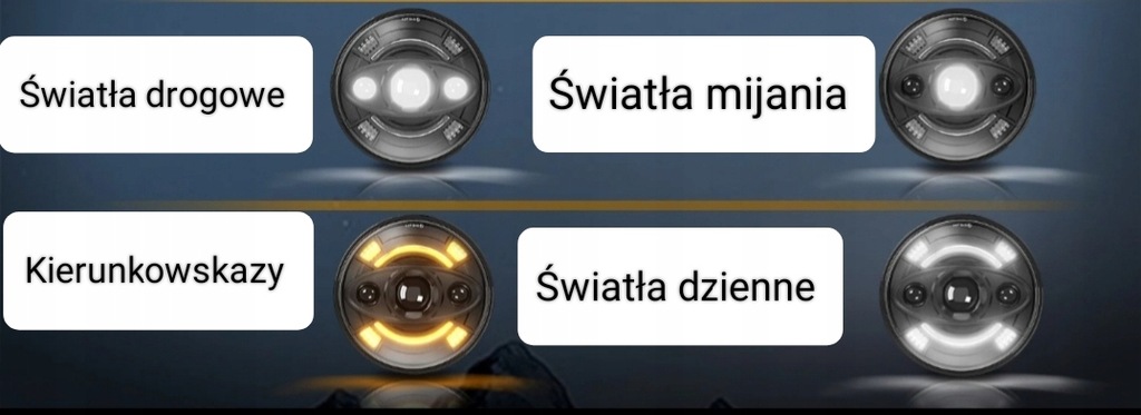 фото №9, Лампи фари led 7 cali перед jeep wrangler