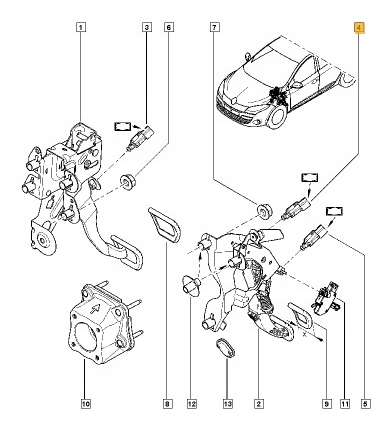 фото №13, Renault оригинальный номер 253250007r датчик педали сцепления r clio ii,iii