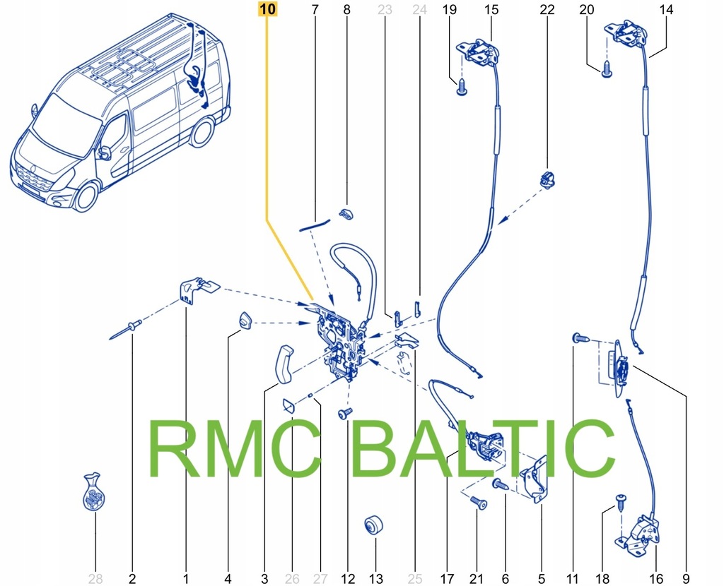 фото №16, Новий оригінальний номер замок двері задня renault master iii iv 906126247r 906123257r