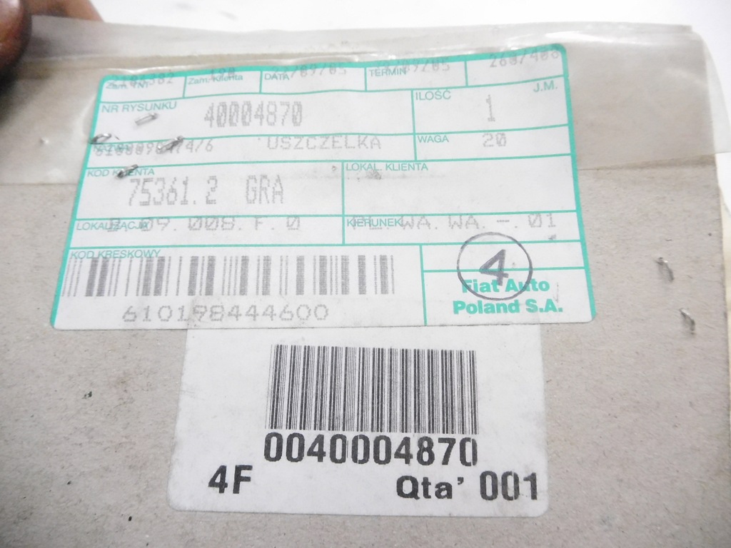 фото №6, Кільце ущільнювальний вала колінчастого fiat cinquecento оригінальний номер 40004870