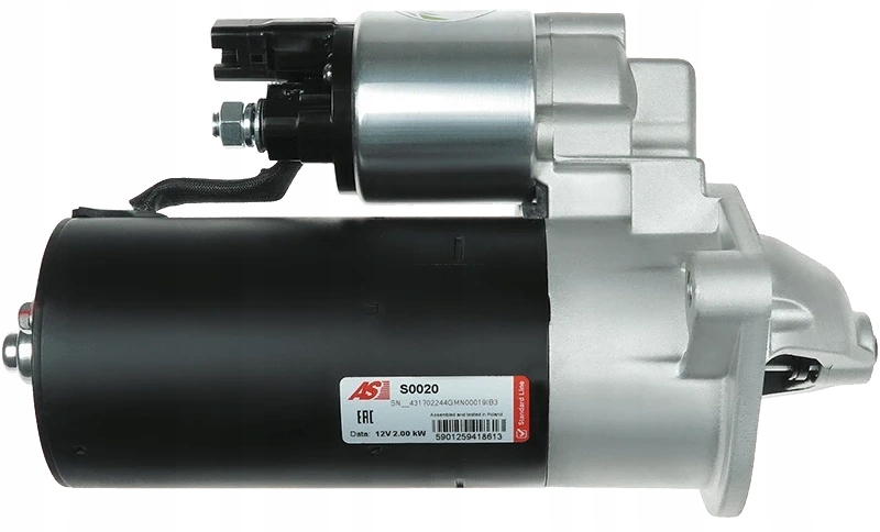 фото №1, As-pl s0020 стартер 12v 2,00kw - 9 зубів