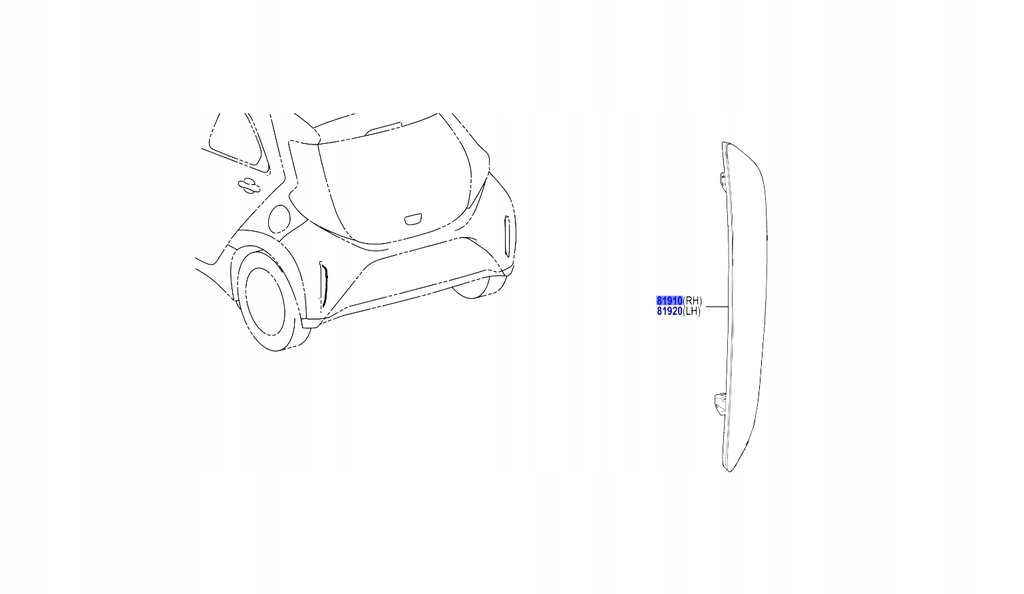 фото №1, 81910-0h030 правая лампа отражающая aygo x